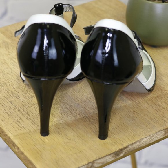Tahari black and white patent leather heels c3 - Picture 5 of 9